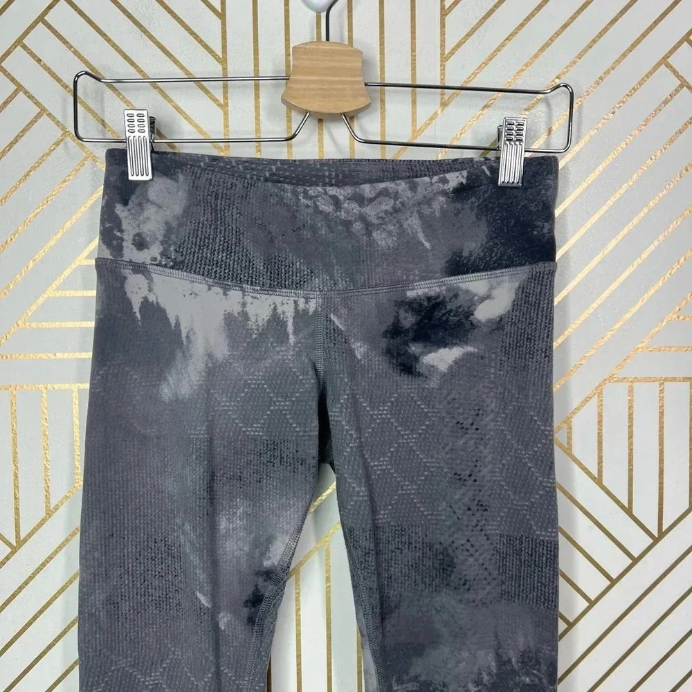 Alo Yoga Leggings Airbrush Tie Dye Abstract Print Stretch Skinny‎ Gray Size XS